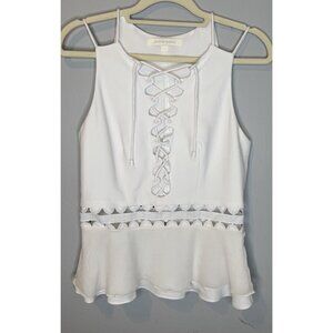 Jonathan Simkhai Tank Top White Size 2 Sleeveless Peplum Silk Blend Cutout